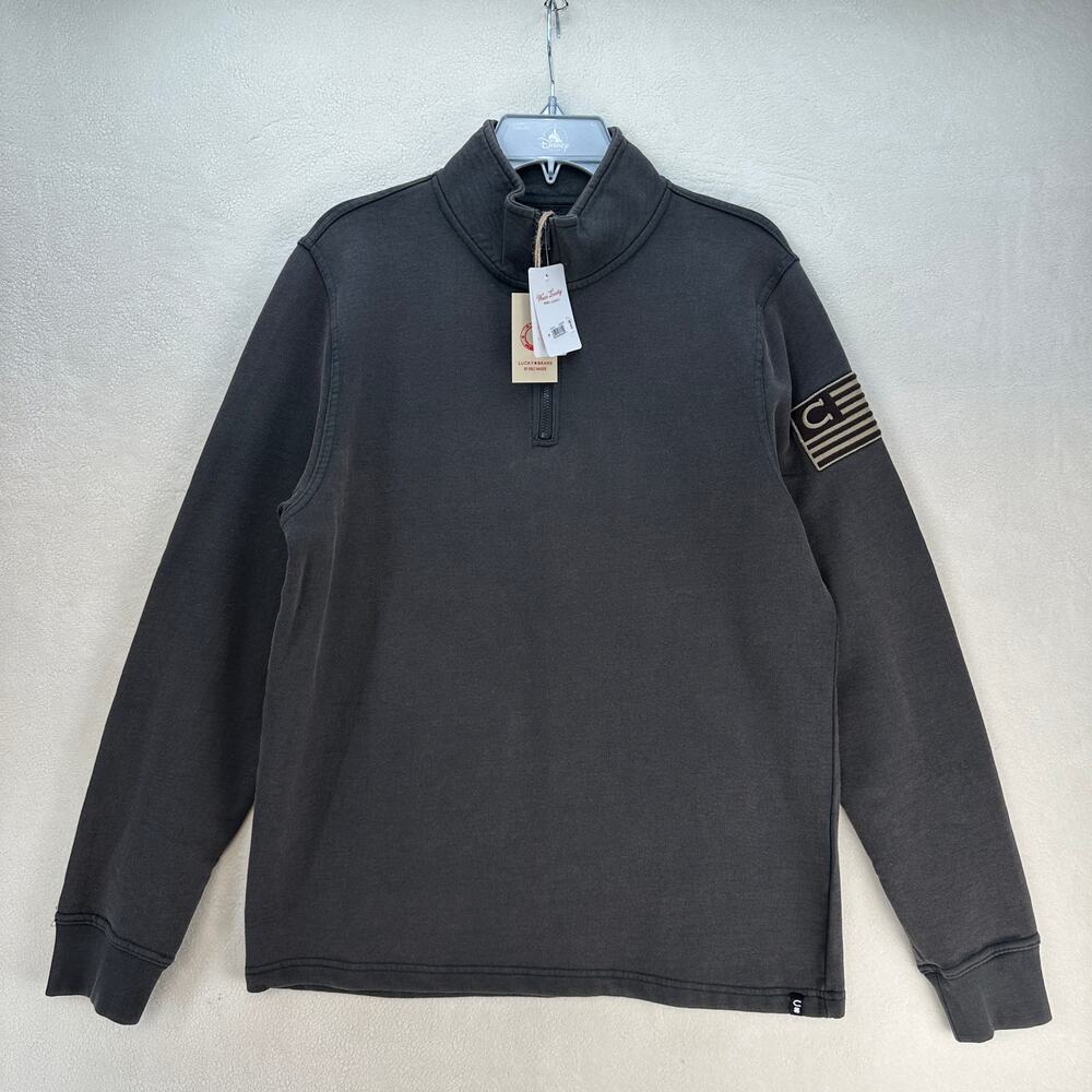 LUCKY BRAND X COLE HAUSER MEDIUM PATRIOT VINTAGE GREY HALF ZIP SWEATSHIRT